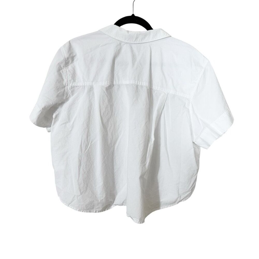 Madewell Y-Neck Short Sleeve White Button Down Textured Cotton Shirt Size XXL - Picture 2 of 5
